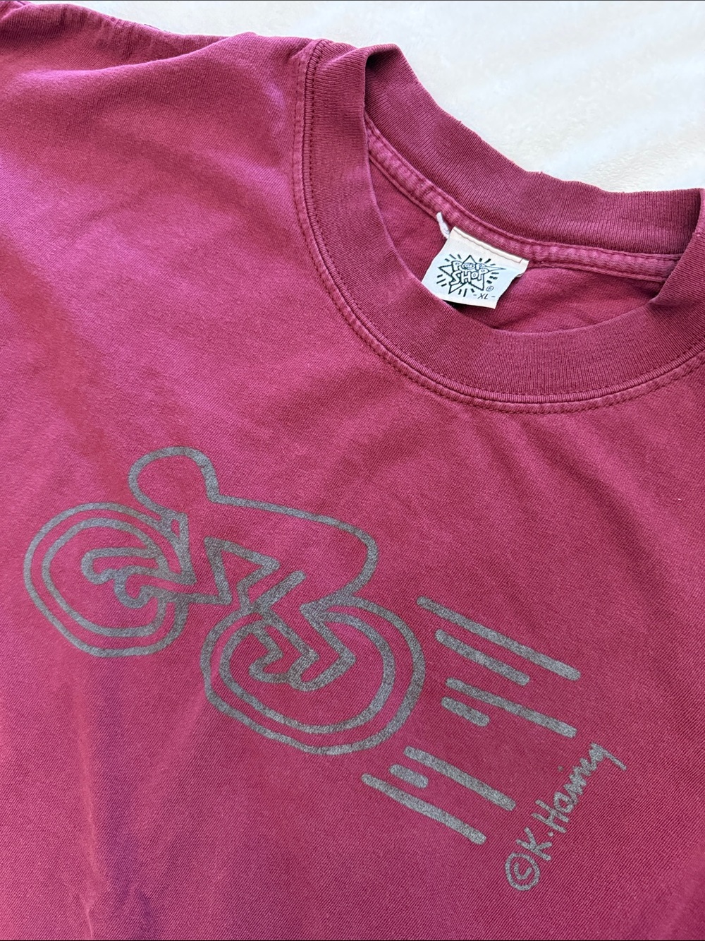 ORIGINAL Keith Haring POP SHOP Person on Bike Art Tshirt